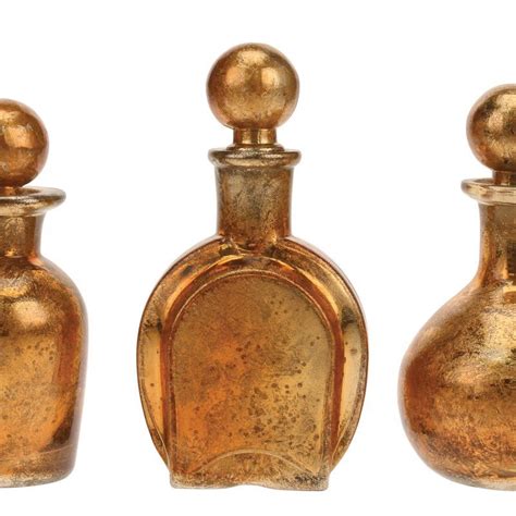 3 piece stonebriar mercury glass decorative bottle and stopper set gold mercury glass mercury