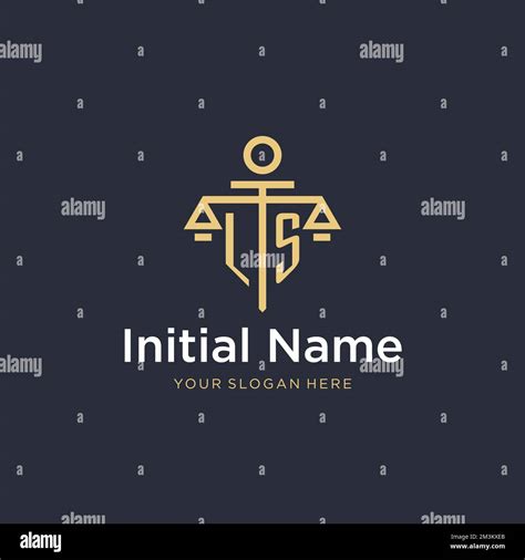 Ls Initial Monogram Logo With Scale And Pillar Style Design Ideas Stock