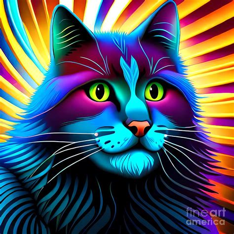 Psychedelic Cat 019 Digital Art By Alejandro Arcia Fine Art America