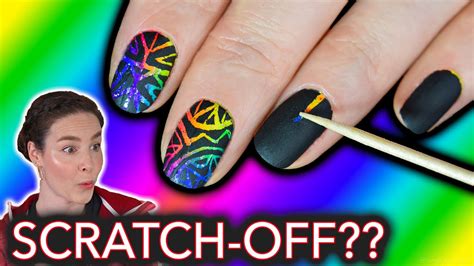 Rainbow Scratch Off Nails Stress Relieving Nail Art Search Youtube