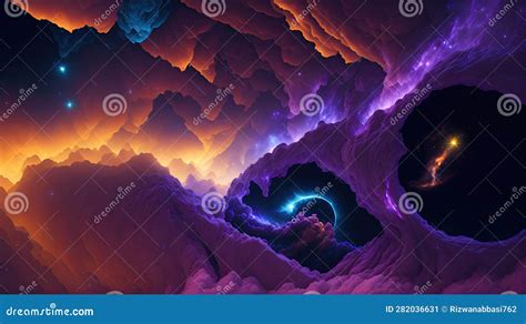 Abstract Space Wallpaper Black Hole With Nebula Stock Illustration