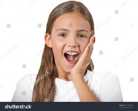 Surprise Closeup Portrait Teenager Girl Shocked Foto Stok 217448242 Shutterstock