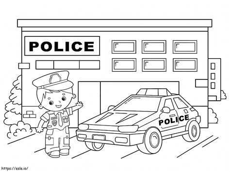 Police Station To Color Coloring Page
