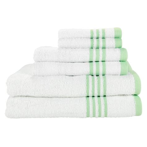 Arkwright 6 Piece Bathroom Towel Set Green Stripes 2 Bath Towels 2