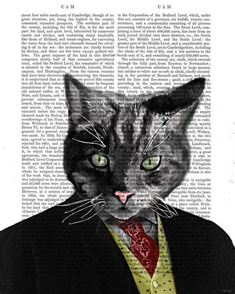 Cat In Suit Cat Poster Cat Decor Cat Illustration Cat By Fabfunky