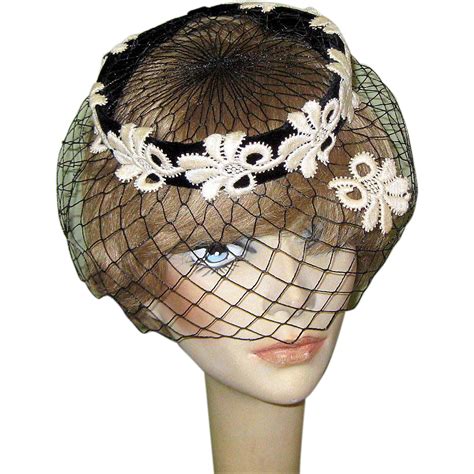 Vintage 40s 50s Black Velvet Hat Netting And Lace From Lakegirlvintage