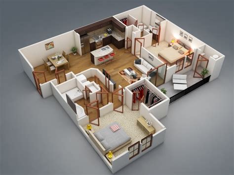 50 Plans 3d Dappartement Avec 2 Chambres