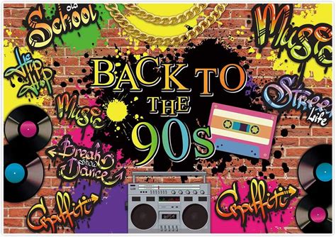 Allenjoy 7x5ft Back To The 90s Backdrop Retro Radio Hip Hop Music