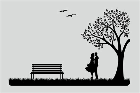 Lovers Under The Tree Couple Silhouette Laser Cut Files Svg Etsy