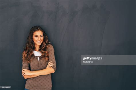 Woman Front Of Blackboard High Res Stock Photo Getty Images