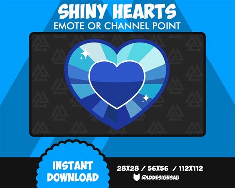 Cute Blue Shiny Heart Twitch Emote Glossy Heart Discord Etsy