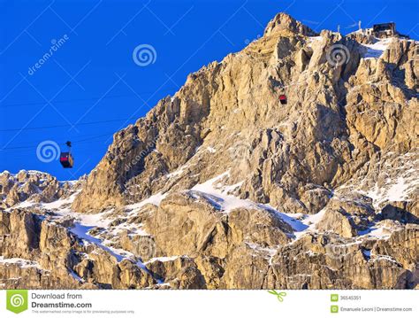 The Cable Car To Lagazuoi Peak Dolomite Alps Stock Image Image Of