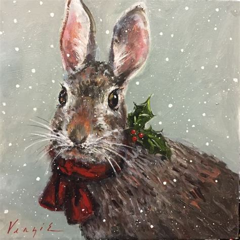 Winter Easter Christmas Paintings Christmas Bunny Bunny Painting