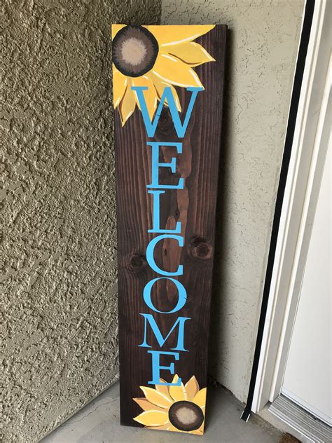 Hand Painted Leaning Welcome Sign Projects To Try Wooden Welcome