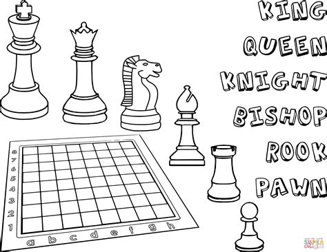 Chess Pieces Coloring Page Free Printable Coloring Pages