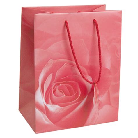 475x675 Pink Rose Tote T Bags Glossy Paper Shopping Bag With