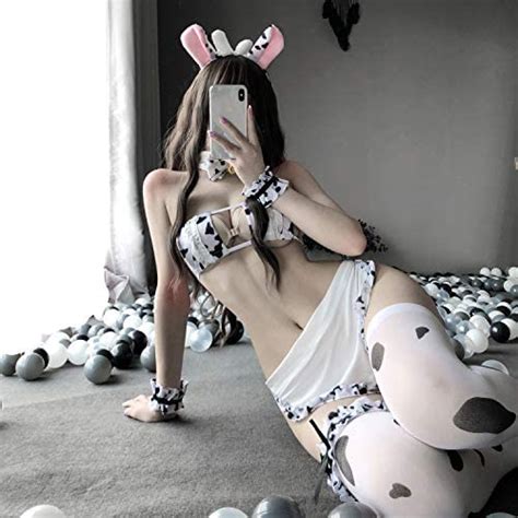 Rongyee Cosplay Kostüm Anime Sexy Mini Kuh Bikini Dessous Set Lovely