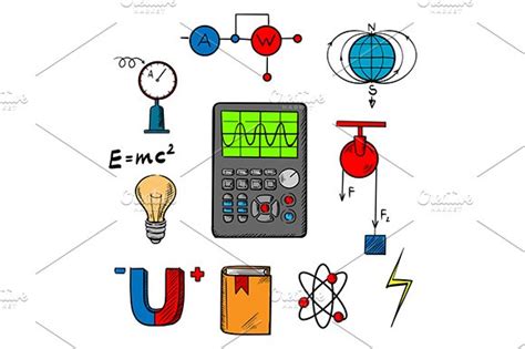 Physics Science Icons And Objects Background Graphics ~ Creative Market