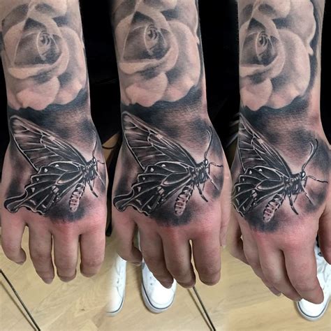 Moth And Rose Hand Tattoo ~ Z Tattoo Geek Ideas For Best Tattoos