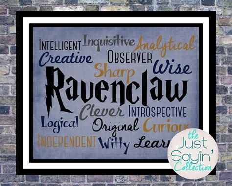 Harry Potter Ravenclaw Print Traits Of The Hogwarts House Of