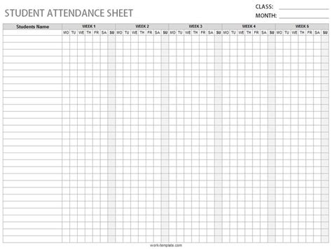 Printable Attendance Sheet Template For Employees Students Workers In
