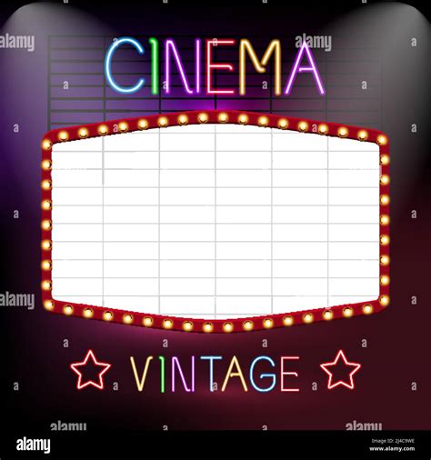 Cinema Premiere Vintage Advetrising Neon Lights Sign Board Vector