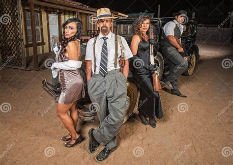 Four Gangsters With Guns Stock Image Image Of Nostalgia 37464117