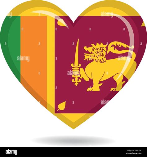 Sri Lanka National Flag In Heart Shape Vector Illustration Stock Vector