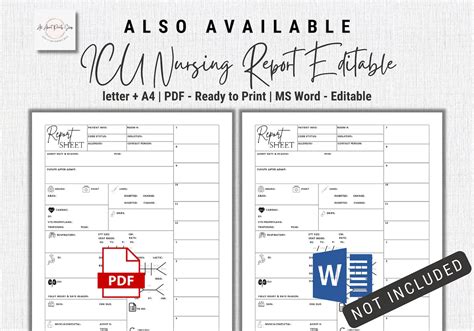 Printable Icu Nurse Reporting Sheet Icu Nurses Resources Etsy Canada