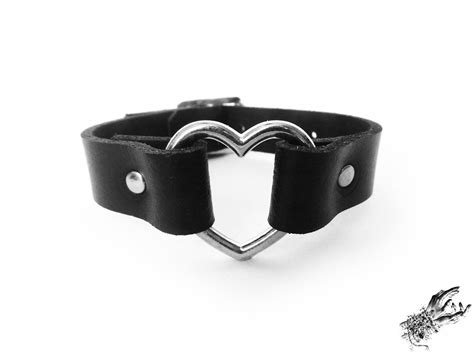 Black Leather Heart Ring Ankle Cuffs Black Heart Ankle Cuffs Etsy