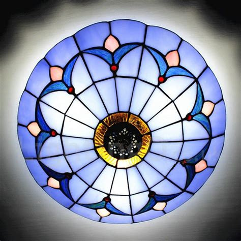 My bedroom has a very nice looking flush mounted ceiling light with a glass dome. Tiffany Flush Mount Blue Stained Glass 12 inch Flush Mount ...