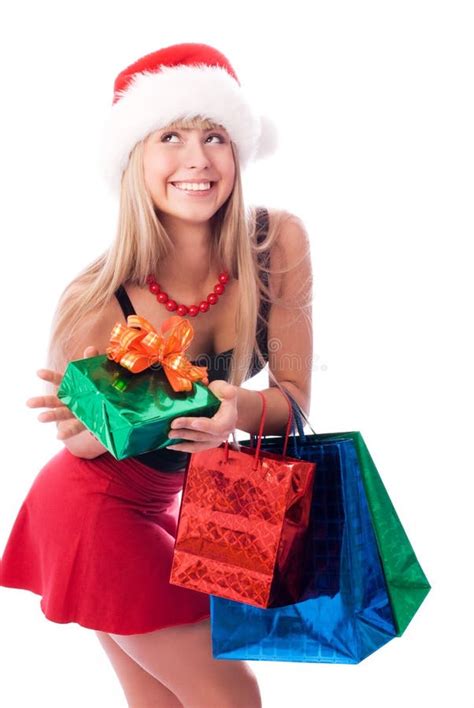 Pretty Girl With Christmas Presents Stock Image Image Of Colorful
