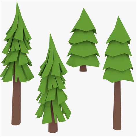 3d Model Lowpoly Pine Trees Vr Ar Low Poly Cgtrader