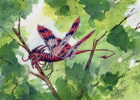 Red Dragonfly Painting By Sam Sidders Fine Art America