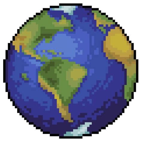 Pixel Art Planeta Terra Para Jogo De Bit Premium Vector Freepik