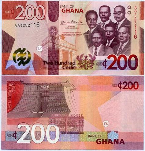 Ghana 200 Cedis 2019 P New 3d Security Tab Unc Ebay In