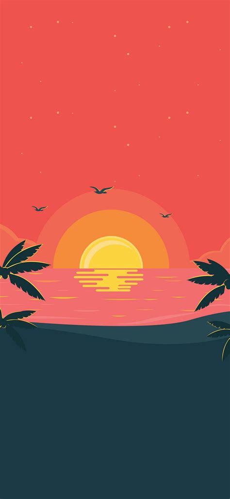 Beach Sunset Minimal Wallpaper 1080x2340 In 2021 Minimal Wallpaper