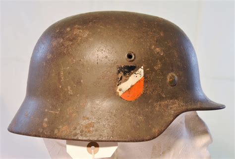 Ww2 German M40 Helmet With Correct Batch And Makers Stamps Sally Antiques