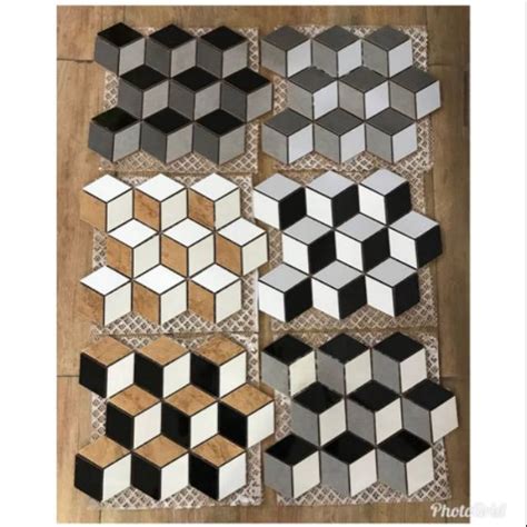 Keramik Mozaik Hexagon 3d Shopee Indonesia
