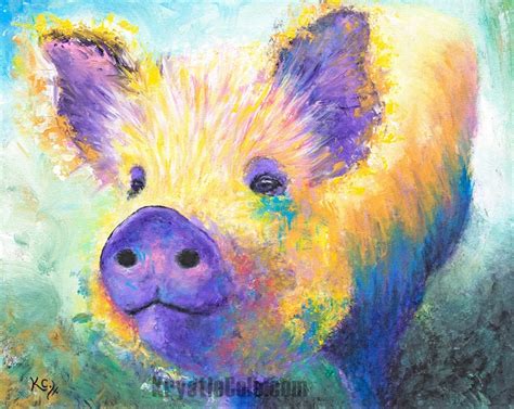 Pig Art On Canvas Or Paper Farm Animal Print Pig Ts For Etsy