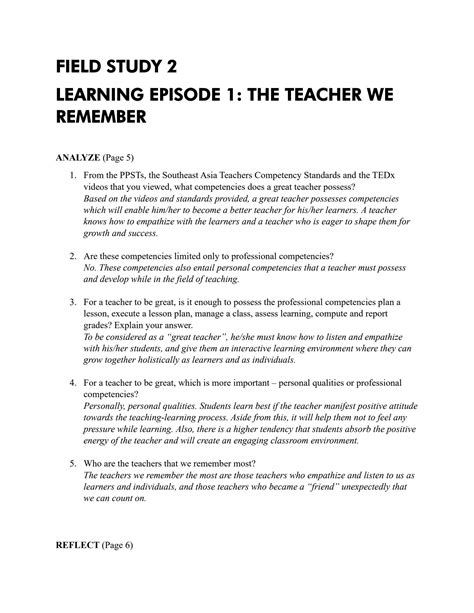 Solution Field Study 2 Learning Episode 1 The Teacher We Remember