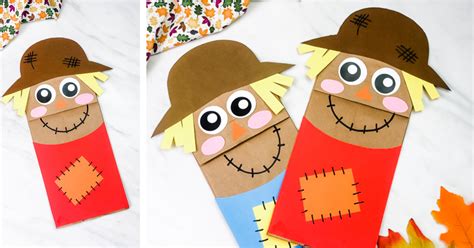Cutest Paper Bag Scarecrow Puppet Craft For Kids Free Template