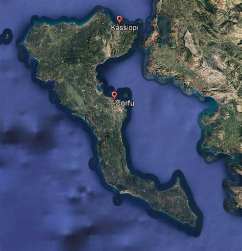Map Of The Island Of Corfu Indicating The Locations Of Kassiopi And