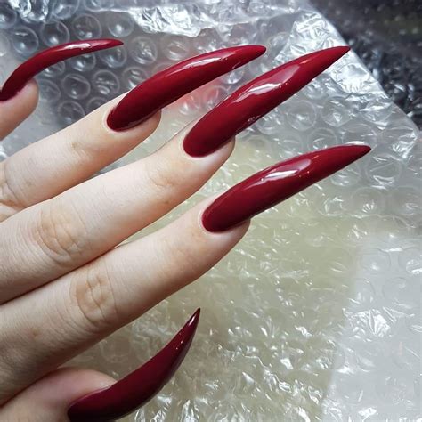 Pin By 多摩の民 On Perfect Curved Nails Long Red Nails Elegant Nails