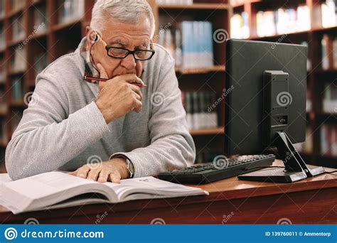 Senior Man Studying In Classroom Stock Image Image Of Lifestyle