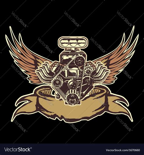 Engine With Wings Royalty Free Vector Image Vectorstock