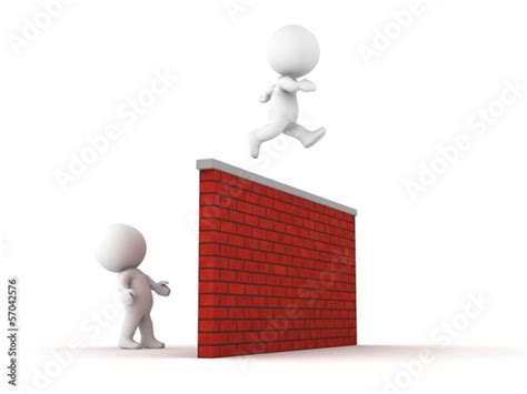 3d Man Jumps Over Wall Stock Photo And Royalty Free Images On Fotolia