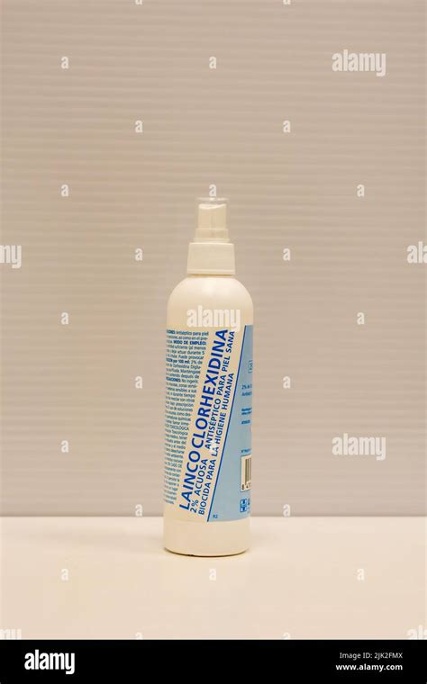 Bottle Of Chlorhexidine Spray Topical Antiseptic For Disinfection Of