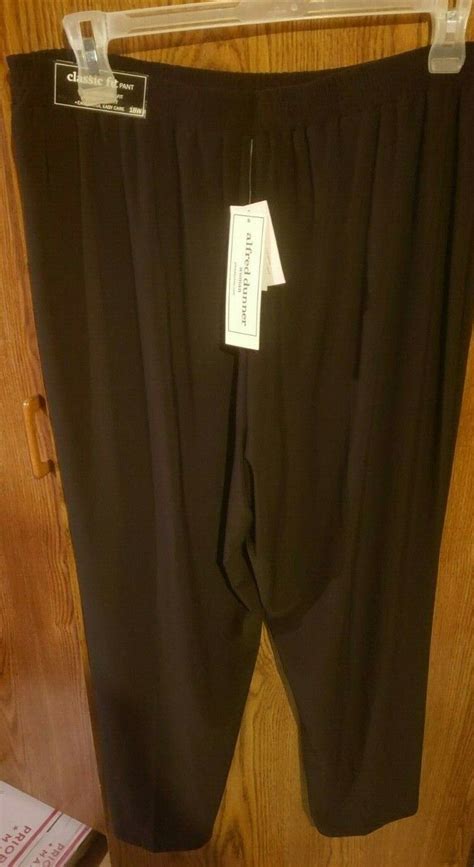 Alfred Dunner Classic Fit Pants Solid Black Elastic Waist Womens Plus