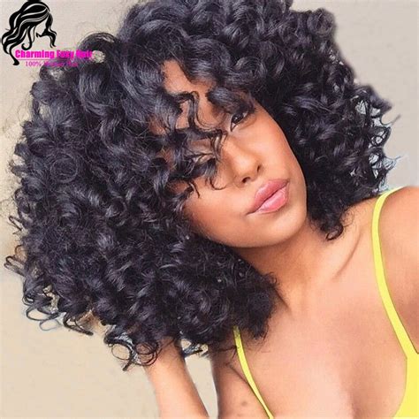 Curly Full Lace Wig With Bangs Short Curly Human Hair Wigs Virgin
